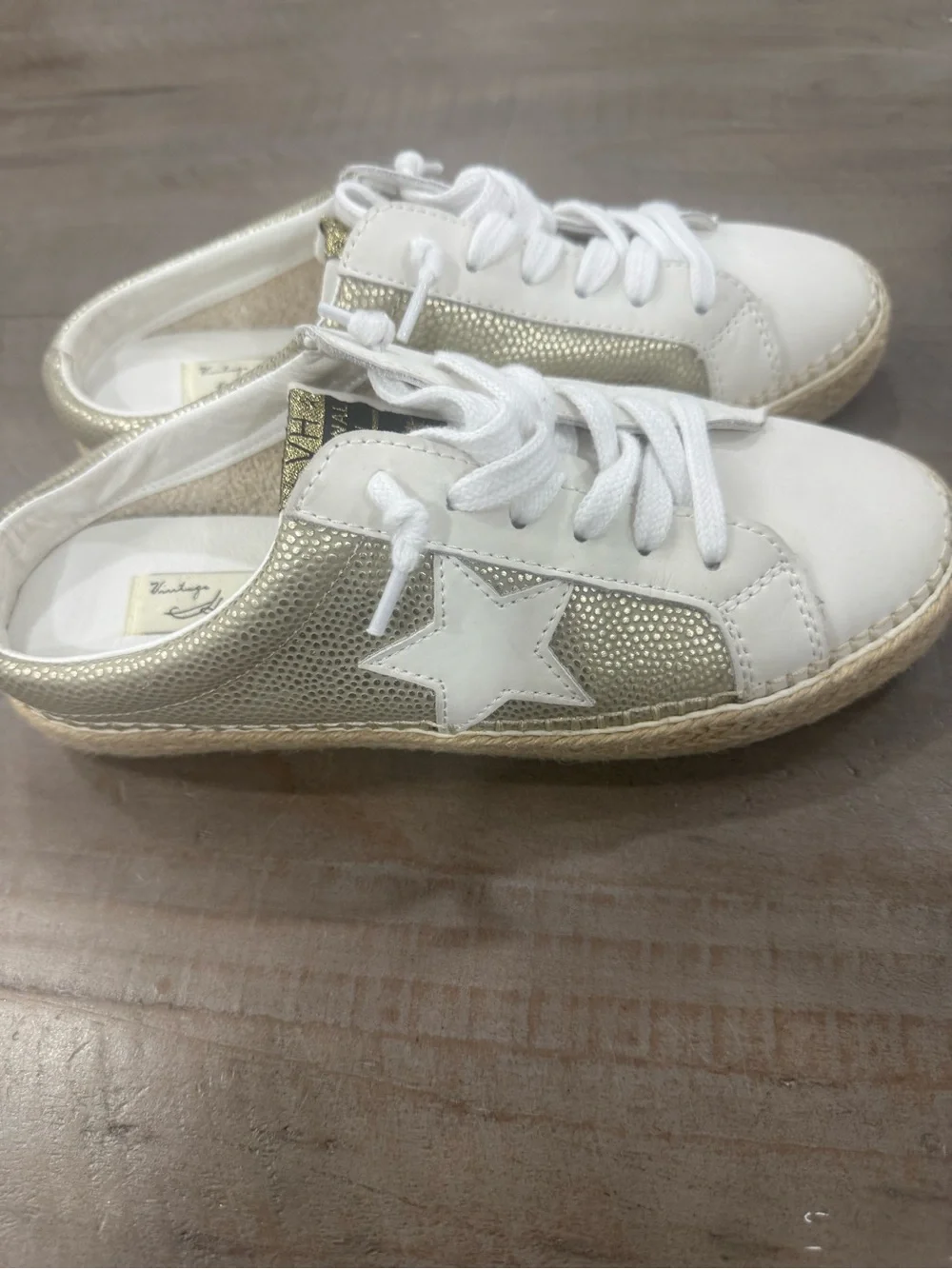 Vintage Havana White and Gold Star Espadrille Sneakers